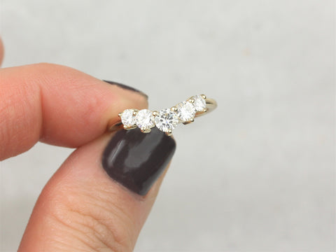 Glen 14kt Solid Gold Diamonds Graduated Curved Nesting Ring - Rosados Box