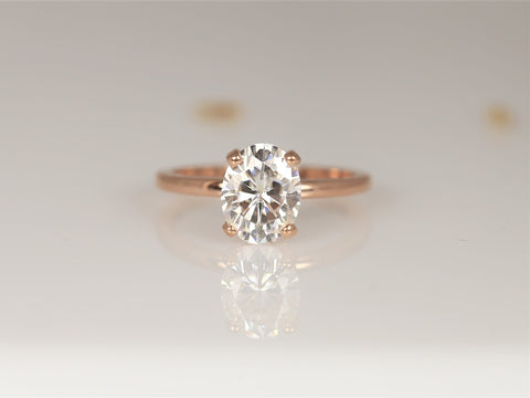 2ct Skylar 9x7mm 14kt Gold Moissanite Diamond Scarf Halo Solitaire Ring - Rosados Box