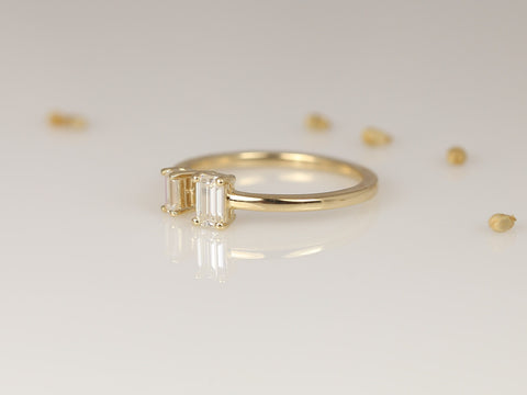 Camden 14kt Gold Moissanite Emerald Cut Open Cuff Ring - Rosados Box