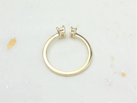 Camden 14kt Gold Moissanite Emerald Cut Open Cuff Ring - Rosados Box