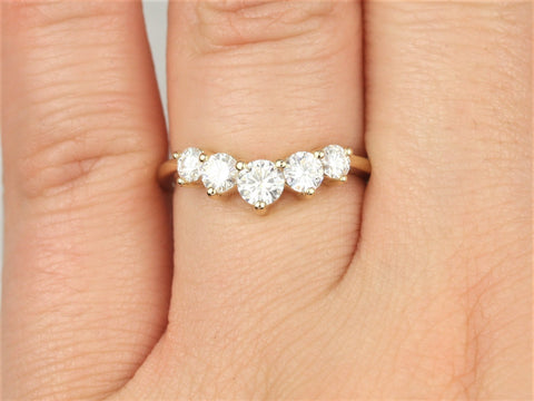 Glen 14kt Solid Gold Diamonds Graduated Curved Nesting Ring - Rosados Box
