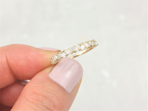 Rosemary 14kt Gold Diamond Dainty Cluster HALFWAY Eternity Ring,Art Deco Band,Anniversary Ring - Rosados Box