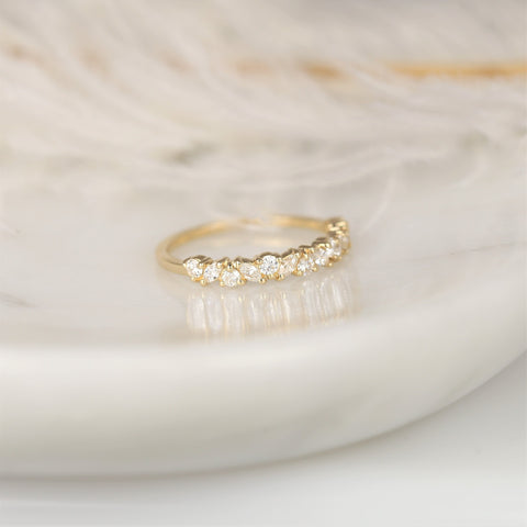 Rosemary 14kt Gold Diamond Dainty Cluster HALFWAY Eternity Ring,Art Deco Band,Anniversary Ring - Rosados Box
