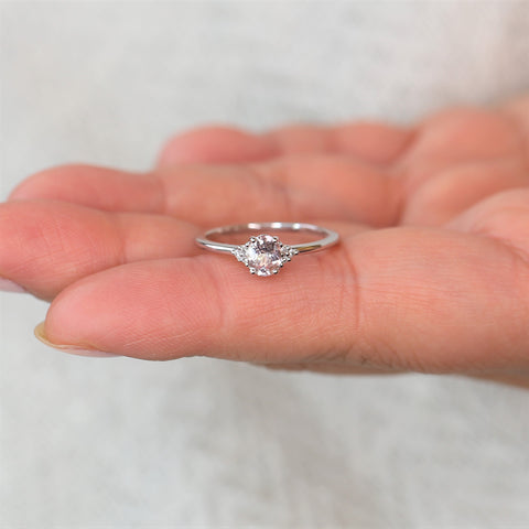 0.62ct Ready to Ship Juniper 14kt White Gold Blush Sapphire Diamond Oval Cluster Ring - Rosados Box