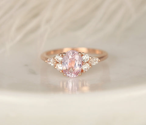 1.70ct Ready to Ship Thea 14kt Rose Gold Blush Champagne Sapphire Diamond Cluster Ring - Rosados Box