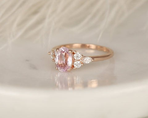 1.70ct Ready to Ship Thea 14kt Rose Gold Blush Champagne Sapphire Diamond Cluster Ring - Rosados Box
