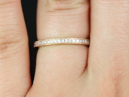 Ready to Ship Victoria 18kt Rose Gold WITH Milgrain Diamonds FULL Eternity Ring,Diamond Ring,Diamond Stacking Ring,Diamond Wedding Ring