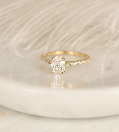 0.91ct Ready to Ship Blake 14kt Gold Diamond Oval Solitaire Ring - Rosados Box