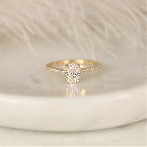 0.91ct Ready to Ship Blake 14kt Gold Diamond Oval Solitaire Ring - Rosados Box