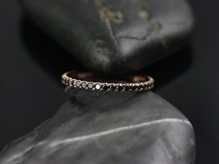 Ready to Ship Mohma (Size 6.25) 14kt Rose Gold Black Diamonds FULL Eternity Ring - Rosados Box