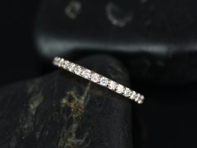 14kt Matching Band to Tiffani/Sarah Shared Prong Diamond HALFWAY Eternity Ring - Rosados Box
