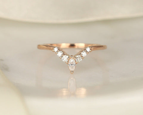 Kendall 14kt Gold Diamond Unique Curved Nesting Ring - Rosados Box