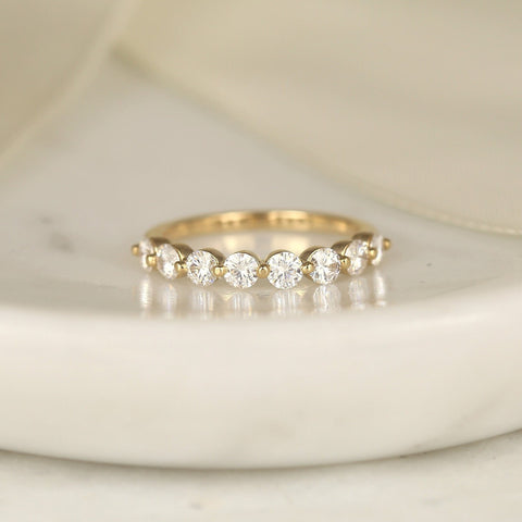 Naomi 3mm 14kt Gold Moissanite HALFWAY Eternity Ring - Rosados Box