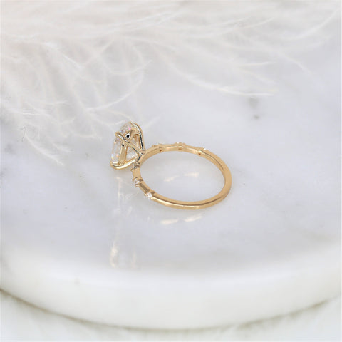 2.50ct Alix 10x7mm 14kt Gold Moissanite Diamond Dainty Minimalist Oval Solitaire Ring
