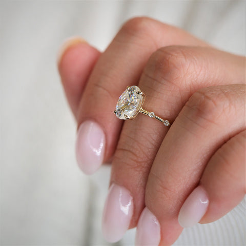 2.50ct Alix 10x7mm 14kt Gold Moissanite Diamond Dainty Minimalist Oval Solitaire Ring