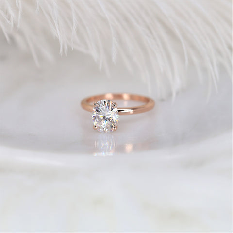 2ct Dakota 9x7mm 14kt Rose Gold Moissanite Oval Solitaire Ring - Rosados Box