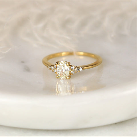 0.50ct Ready to Ship Maddy 14kt Gold Diamond Art Deco Oval Cluster Ring - Rosados Box