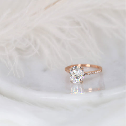 3ct Blake 10x8mm 14kt Moissanite Diamond Oval Solitaire Ring