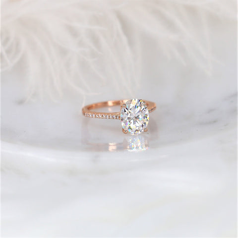 3ct Blake 10x8mm 14kt Moissanite Diamond Oval Solitaire Ring