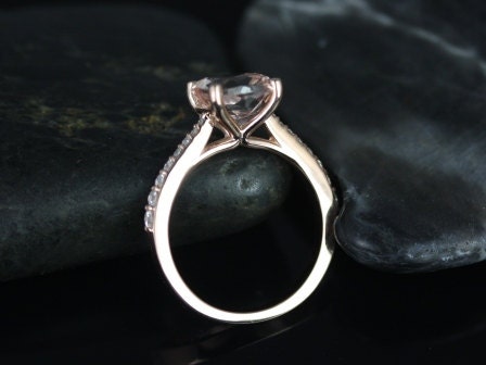 Ready to Ship Taylor 8mm 14kt Rose Gold Morganite Diamond Round Solitaire with Accents Ring