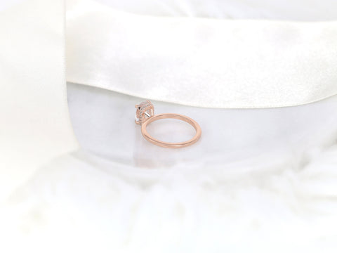 1.79ct Ready to Ship Tansy 14kt Rose Gold Faint Blush Champagne Sapphire Cushion Hidden Halo Ring - Rosados Box
