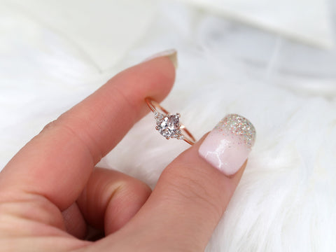 1.14ct Ready to Ship Juliet 14kt Rose Gold Blush Champagne Sapphire Diamond Cluster Ring - Rosados Box