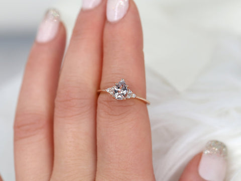 1.14ct Ready to Ship Juliet 14kt Rose Gold Blush Champagne Sapphire Diamond Cluster Ring - Rosados Box