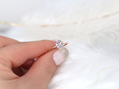 1.71ct Ready to Ship Layla 14kt Rose Gold Blush Lavender Sapphire Minimalist Oval Solitaire Ring - Rosados Box