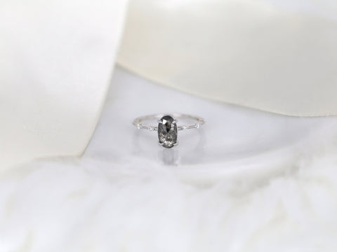 1.15ct Ready to Ship Alix 14kt Gold Raw Salt and Pepper Diamond Minimalist Ring - Rosados Box