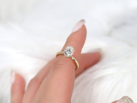 2ct Dakota 2MM 9x7mm 14kt Gold Moissanite Oval Solitaire Ring - Rosados Box