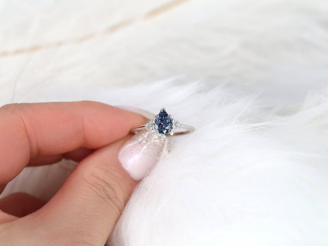 1.01ct Ready to Ship Juliet 14kt White Gold Lavender Purple Sapphire Diamond Pear Cluster Ring - Rosados Box