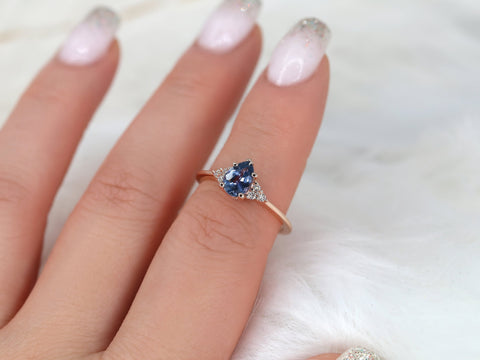 1.01ct Ready to Ship Juliet 14kt Rose Gold Lavender Purple Sapphire Diamond Pear Cluster Ring - Rosados Box