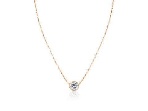 1ct Brooke 6.5mm 14kt Gold Dainty Moissanite Minimalist Necklace - Rosados Box