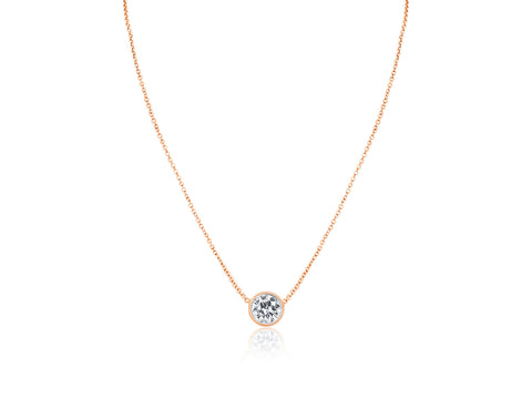 1ct Brooke 6.5mm 14kt Gold Dainty Moissanite Minimalist Necklace - Rosados Box