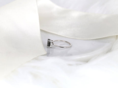 1.62ct Ready to Ship Petite Ellis 14kt White Gold Raw Salt and Pepper Diamond Three Stone Ring - Rosados Box