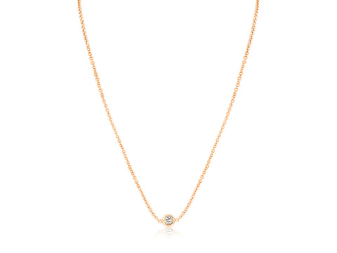 Ready to Ship 0.08ct Ultra Petite Brooke 14kt ROSE Gold Dainty Diamond Necklace - Rosados Box