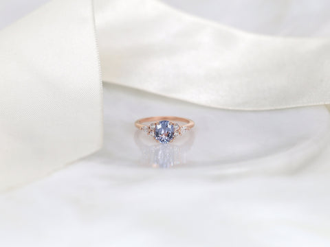 1.75ct Ready to Ship Thea 14kt Rose Gold Cornflower Sapphire Diamond Oval Cluster Ring - Rosados Box