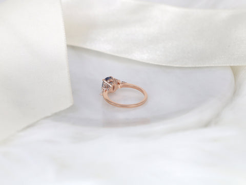 1.75ct Ready to Ship Thea 14kt Rose Gold Cornflower Sapphire Diamond Oval Cluster Ring - Rosados Box