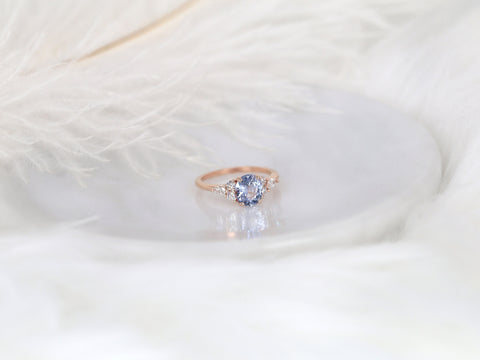 1.75ct Ready to Ship Thea 14kt Rose Gold Cornflower Sapphire Diamond Oval Cluster Ring - Rosados Box