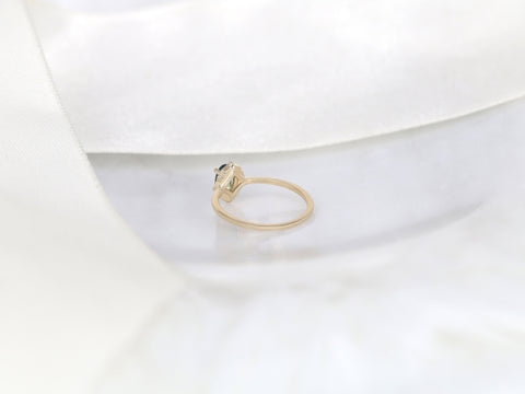 0.69ct Ready to Ship Mini Mae 14kt Gold Teal Montana Sapphire Diamond Oval Halo Ring - Rosados Box