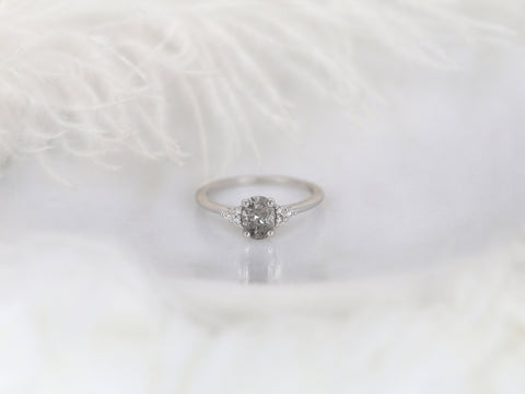 0.85ct Ready to Ship Juniper 14kt White Gold Raw Salt Pepper Diamond Cluster Ring - Rosados Box