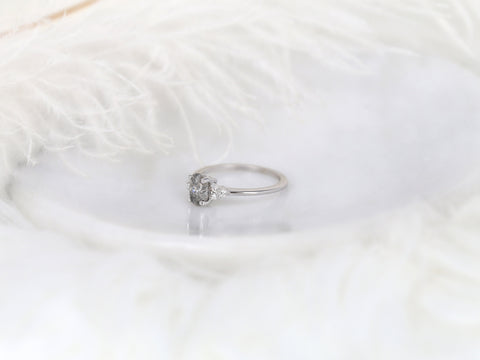 0.85ct Ready to Ship Juniper 14kt White Gold Raw Salt Pepper Diamond Cluster Ring - Rosados Box