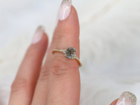 1.56ct Ready to Ship Maddy 14kt Gold Raw Salt and Pepper Diamond Cluster Ring - Rosados Box