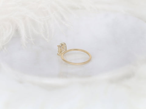 1.77ct Ready to Ship Layla 14kt Gold Butter Champagne Sapphire Minimalist Oval Solitaire Ring - Rosados Box