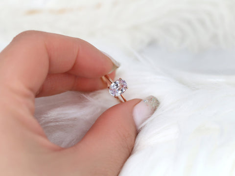 1.71ct Ready to Ship Layla 14kt Rose Gold Blush Lavender Sapphire Minimalist Oval Solitaire Ring - Rosados Box
