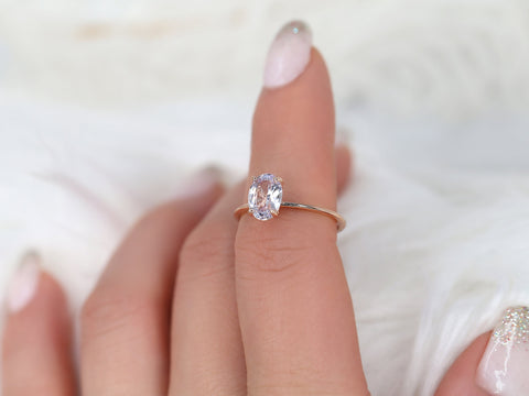 1.71ct Ready to Ship Layla 14kt Rose Gold Blush Lavender Sapphire Minimalist Oval Solitaire Ring - Rosados Box