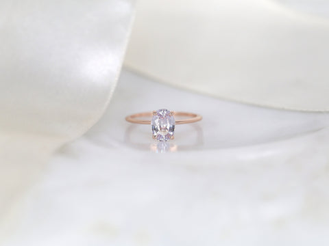 1.71ct Ready to Ship Layla 14kt Rose Gold Blush Lavender Sapphire Minimalist Oval Solitaire Ring - Rosados Box