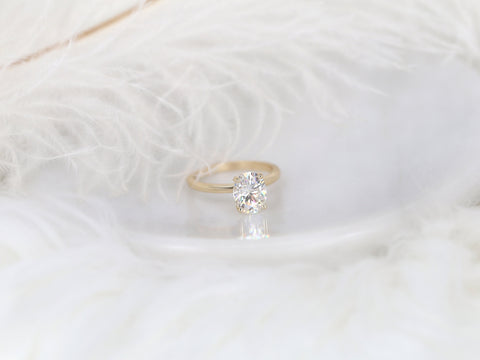 2ct Dakota 2MM 9x7mm 14kt Gold Moissanite Oval Solitaire Ring - Rosados Box