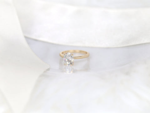 2ct Dakota 2MM 9x7mm 14kt Gold Moissanite Oval Solitaire Ring - Rosados Box