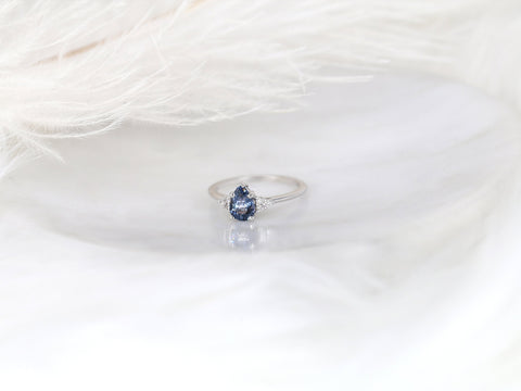 1.01ct Ready to Ship Juliet 14kt White Gold Lavender Purple Sapphire Diamond Pear Cluster Ring - Rosados Box